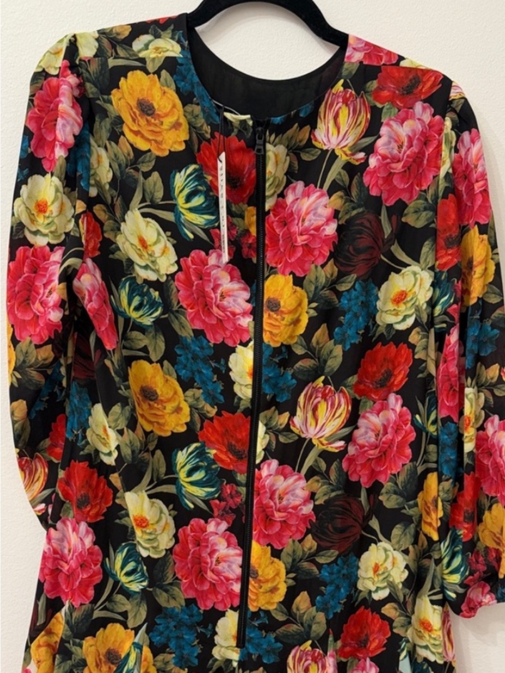 Floral Women's dress in Black with Multicolor Blooms